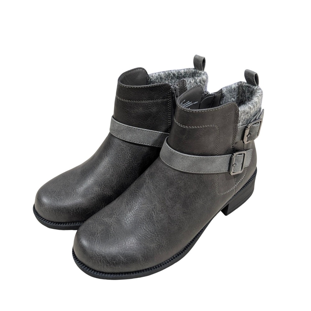 Easy Works by Easy Street Kourt Grey Ankle Boots Slip Resistant Womens 8 W NIB